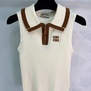 Miu Miu 2026 New Knitted Sleeveless Polo Shirt